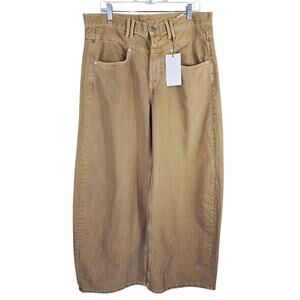Zara TRF High Rise Barrel Ballon Baggy Tan Women's Jeans 10 NWT